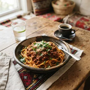 エリトリア風パスタ・アル・スーゴ