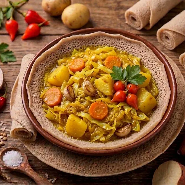 Atkilt Wat (Cabbage, Carrot & Potato Stew)