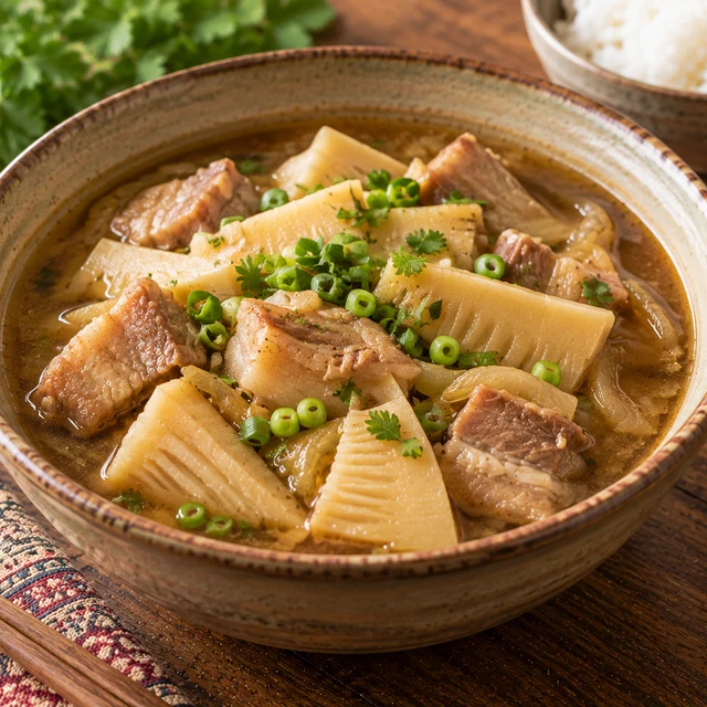 豚肉とたけのこの発酵風煮込み