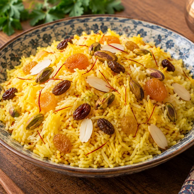 Modur Pulao (Sweet Saffron Rice)