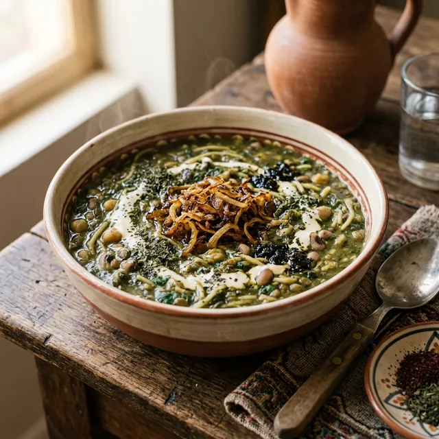 Ash Reshteh (Herb & Bean Noodle Soup)