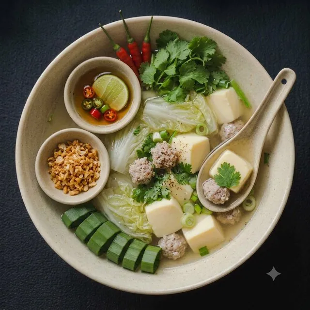 ゲーン・チュード・タオフー（豆腐と豚ひき肉の澄まし汁）