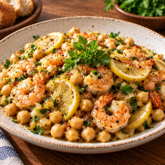 Mediterranean Lemon Shrimp with Chickpeas