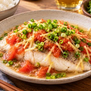 白身魚のトマトしょうが蒸し