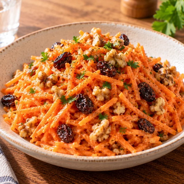 Carrot Salad with Walnuts and Raisins