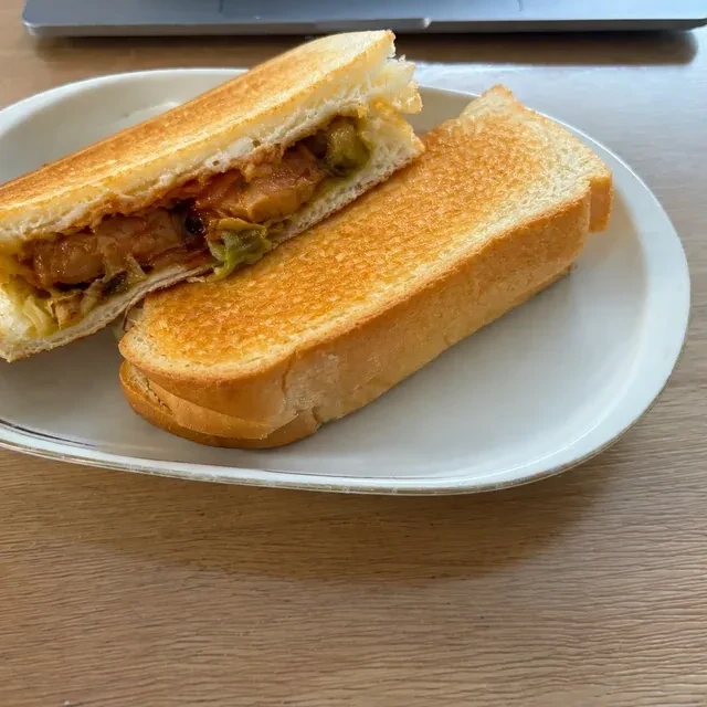 回鍋肉のクロックムッシュ（実際に作った写真）