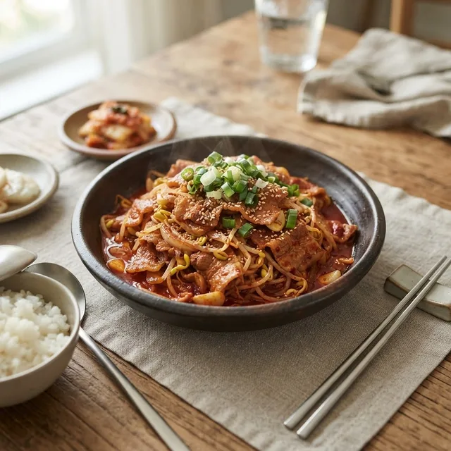 Gochujang Pork Belly and Bean Sprouts