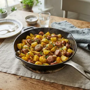 ソーセージとじゃがいものカレージャーマンポテト