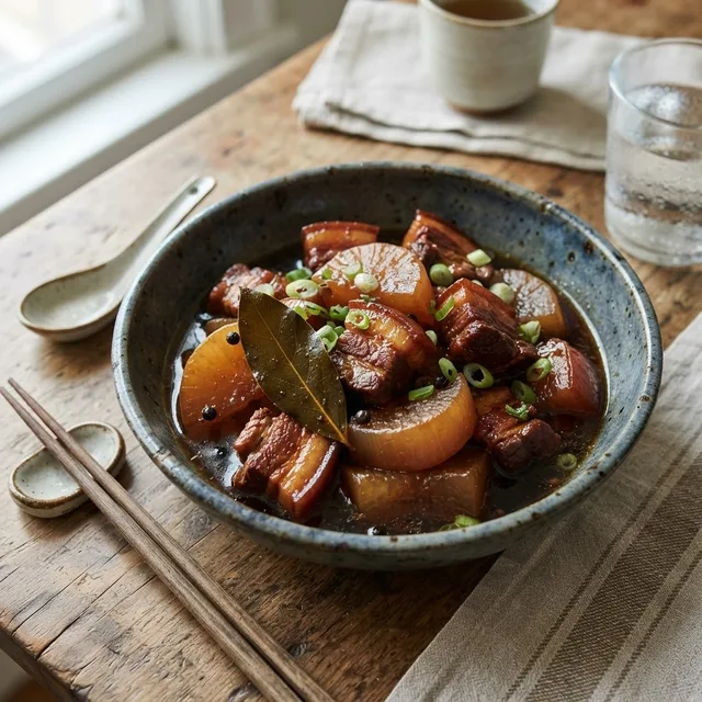 Pork Belly and Daikon Adobo