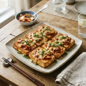 厚揚げのキムチチーズ焼き